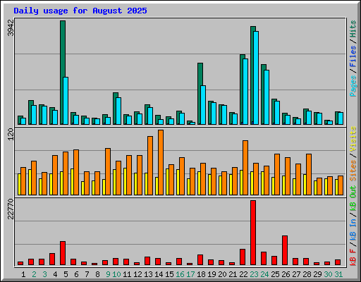 Daily usage for August 2025